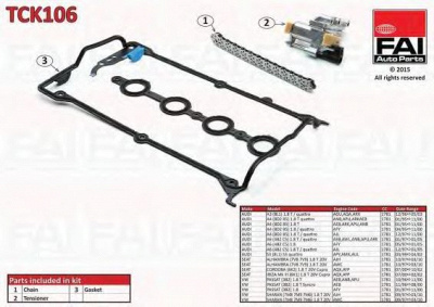 FAI AUTOPARTS tck106 -  Комплект цепи привода распредвала